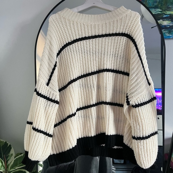 Cream and Black Striped Sweater - Picture 3 of 5